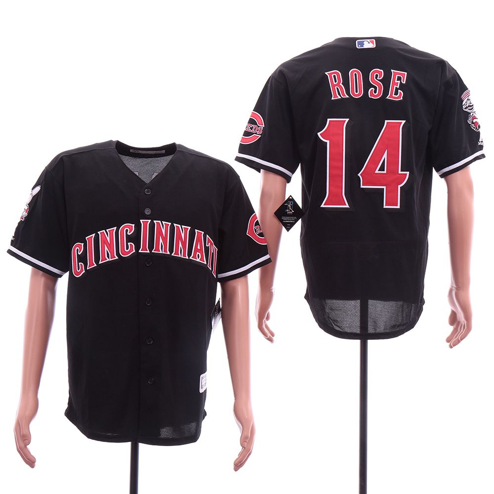 Men Cincinnati Reds #14 Rose Black Game MLB Jerseys